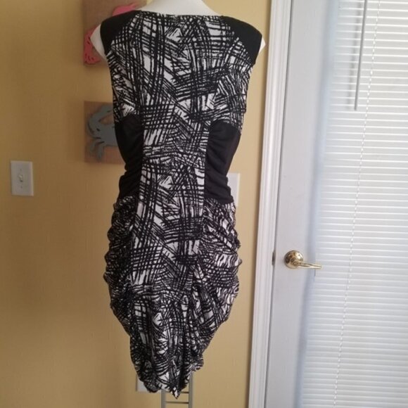 BCBGMAXAZRIA Devin Black Comb Panel Dress (L) - Picture 4 of 6